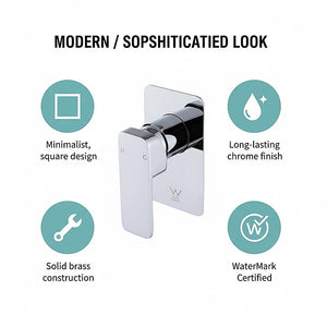 Single Square Shower Bath Mixer Tap | Bathroom | WATERMARK Approved | Chrome