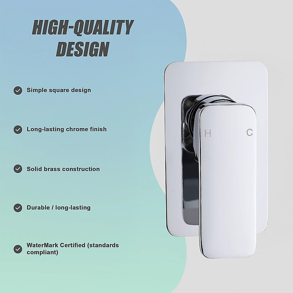 Single Square Shower Bath Mixer Tap | Bathroom | WATERMARK Approved | Chrome