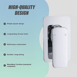 Single Square Shower Bath Mixer Tap | Bathroom | WATERMARK Approved | Chrome