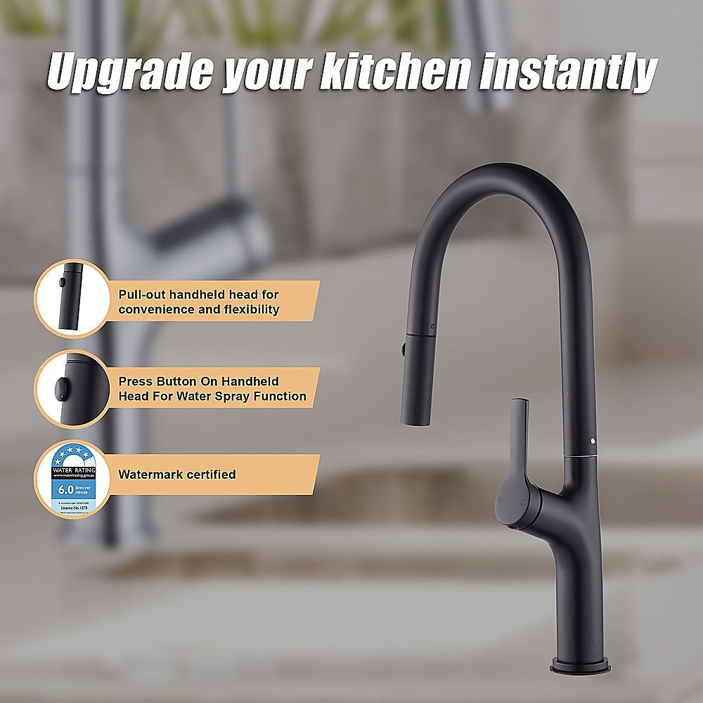 Kitchen, Laundry, Bathroom Basin Sink Pull Out Mixer Tap Faucet | Black