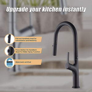 Kitchen, Laundry, Bathroom Basin Sink Pull Out Mixer Tap Faucet | Black