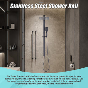 WELS 10" Rain Shower Head Set | Square Dual Heads | High Pressure with Handheld | Black