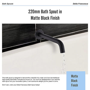 220mm Bath Spout | Matte Black Finish