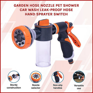 Garden Hose Nozzle | Pet Shower & Car Wash Sprayer | Leak-Proof Hand Trigger