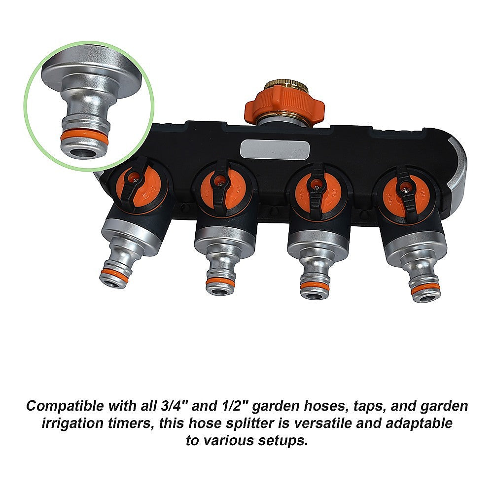 4-Way Garden Water Distributor | Tap Connector | Irrigation Hose Splitter