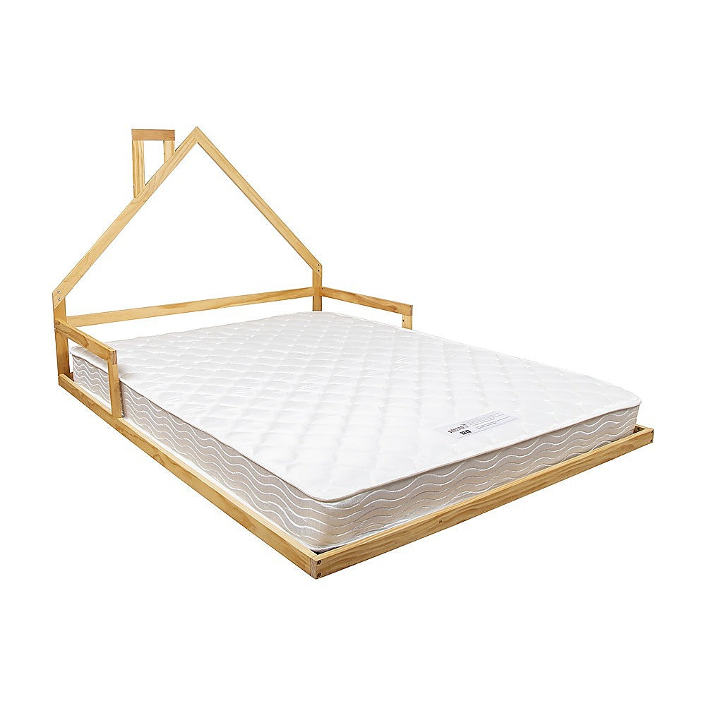 Pine Wood Floor Bed House Frame | Kids and Toddlers | White