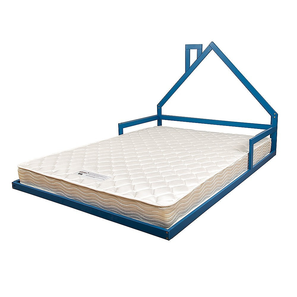 Pine Wood Floor Bed House Frame | Kids and Toddlers | White