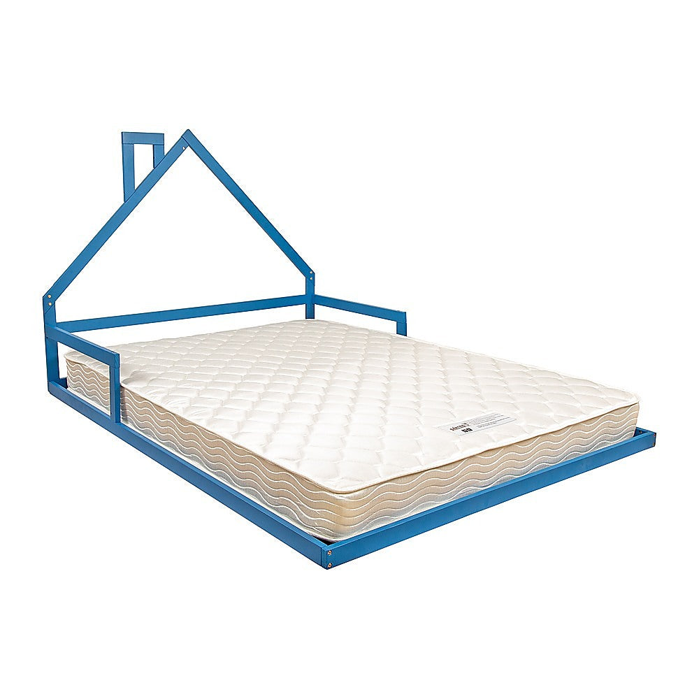 Pine Wood Floor Bed House Frame | Kids and Toddlers | White