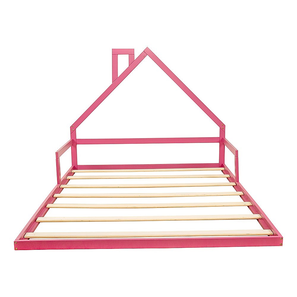 Pine Wood Floor Bed House Frame | Kids and Toddlers | White