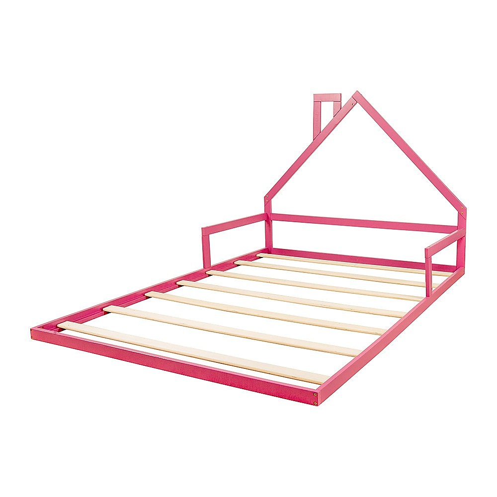 Pine Wood Floor Bed House Frame | Kids and Toddlers | White