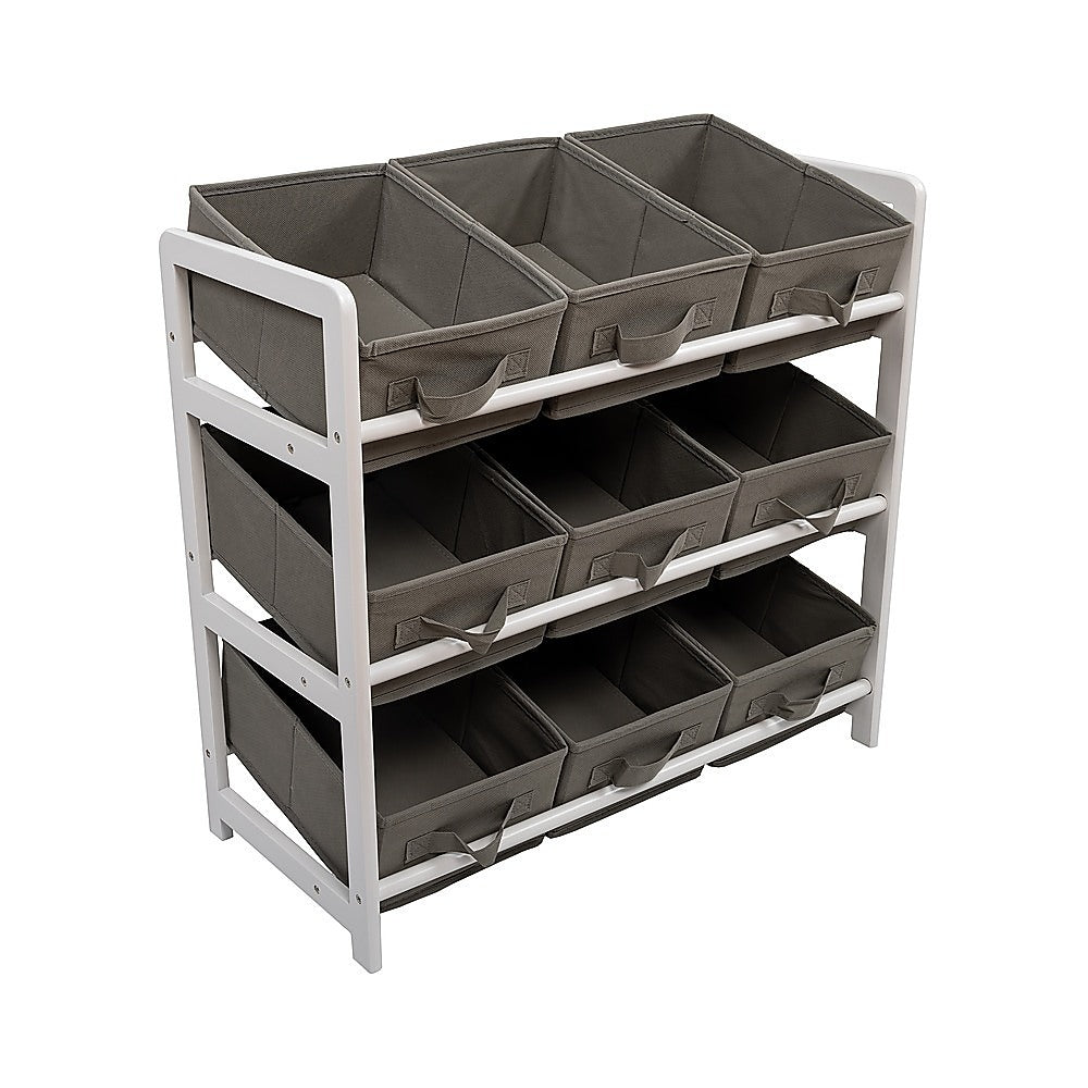 Kids Toy Box Storage Unit | Grey | Children's Bedroom Shelf | Baby Nursery Furniture with Drawers