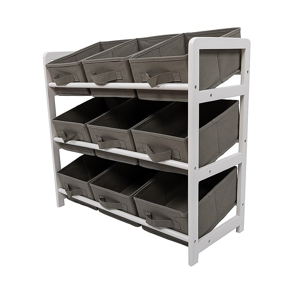 Kids Toy Box Storage Unit | Grey | Children's Bedroom Shelf | Baby Nursery Furniture with Drawers