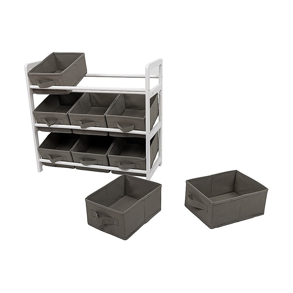 Kids Toy Box Storage Unit | Grey | Children's Bedroom Shelf | Baby Nursery Furniture with Drawers