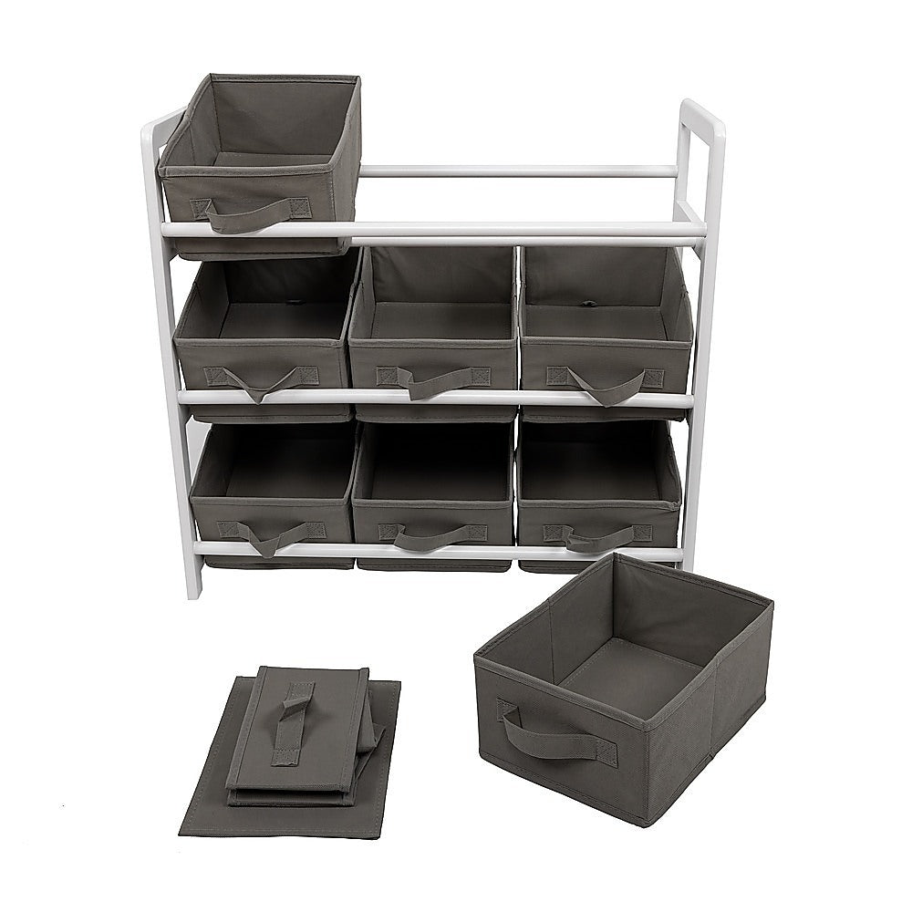 Kids Toy Box Storage Unit | Grey | Children's Bedroom Shelf | Baby Nursery Furniture with Drawers