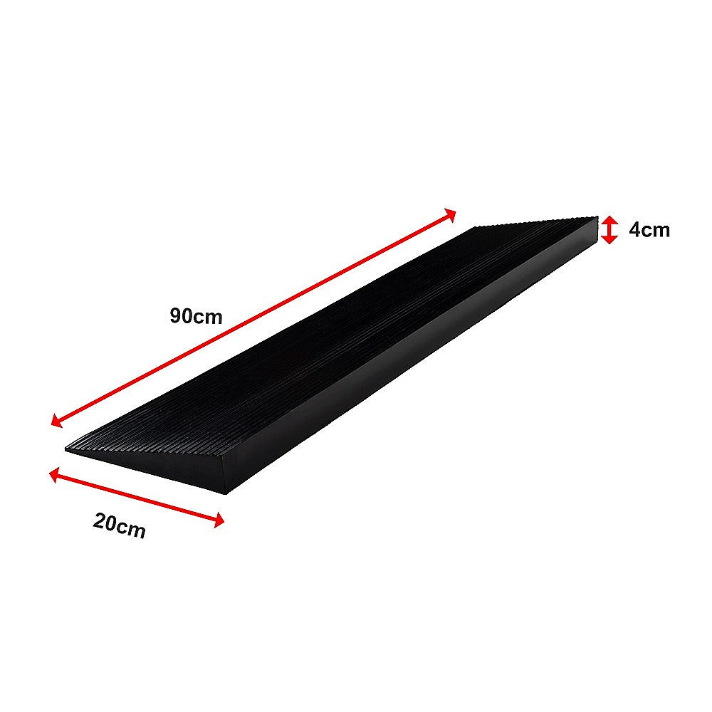 Cuttable Threshold Ramp | Rubber Wheelchair Ramp | Solid 4 cm Rise | 90 cm Wide