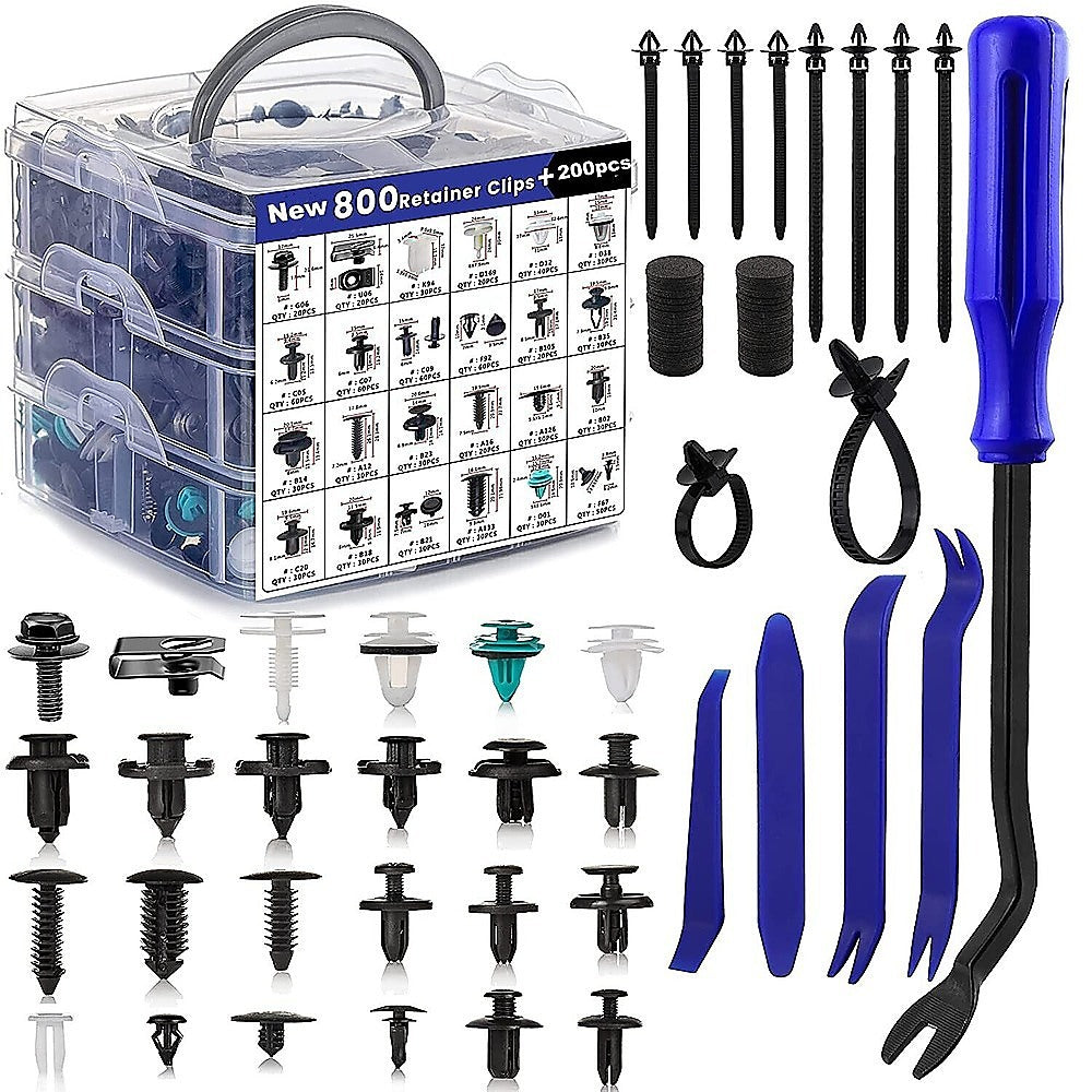 Car Retainer Clips Set | 1000PCS Auto Fasteners | Push Trim Clips | Rivet Bumper Kit
