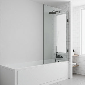 Frameless Swing Bath Panel | 70cm | Brushed Gold Hardware | Contemporary Bathroom Divider
