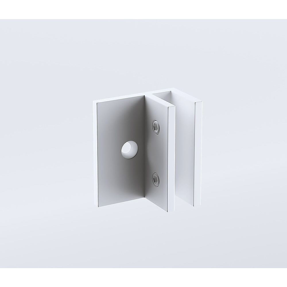Wall to Wall Frameless Shower Screen | 90cm | White Brackets | Stainless Steel Hinges | Round Knob Handle