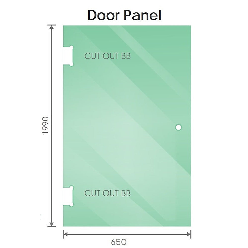 110cm Wall-to-Wall Frameless Shower Screen | Black Channel | Stainless Steel Hinges | Square Double Pull Handle