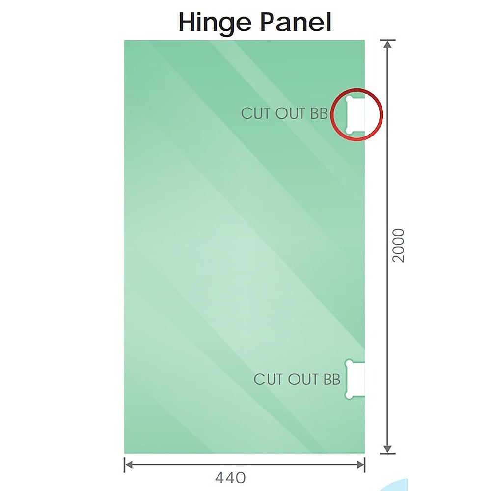 110cm Wall-to-Wall Frameless Shower Screen | Black Channel | Stainless Steel Hinges | Square Double Pull Handle