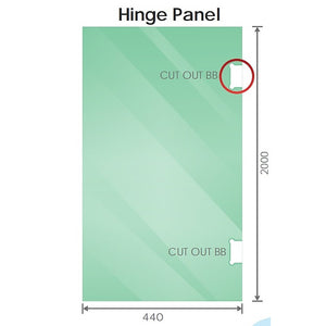 110cm Wall-to-Wall Frameless Shower Screen | Black Channel | Stainless Steel Hinges | Square Double Pull Handle