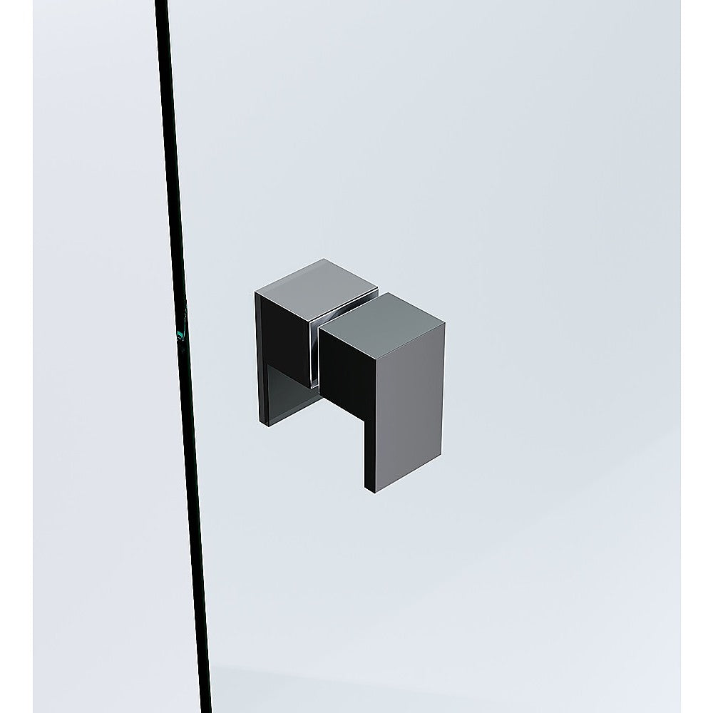110cm Wall-to-Wall Frameless Shower Screen | Black Channel | Stainless Steel Hinges | Square Double Pull Handle