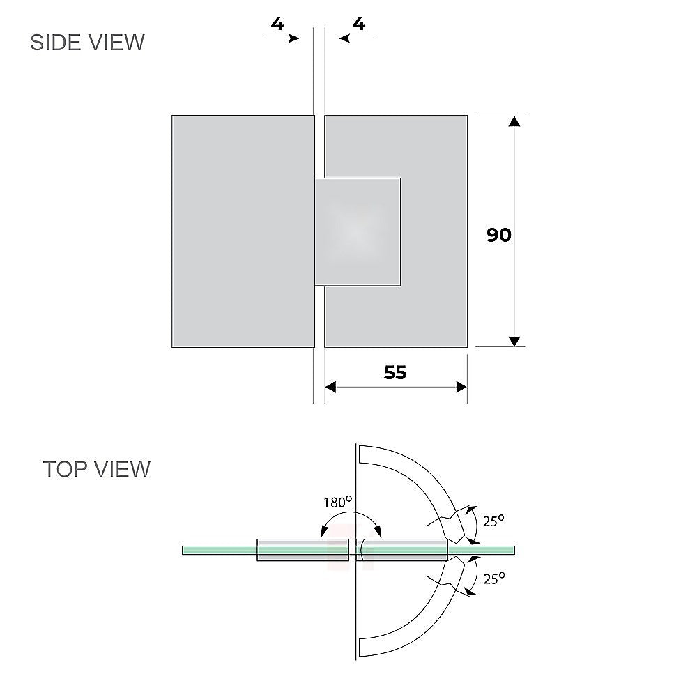 Corner Frameless Shower Screen | 120x80cm | White Brackets | SS Hinges | Square Double Pull Handle