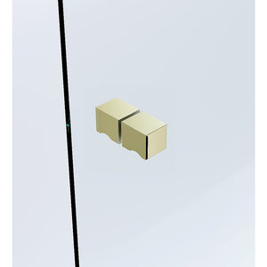 100x90cm Corner Frameless Shower Screen with Gold Channel and SS Hinges, Square Knob Handle