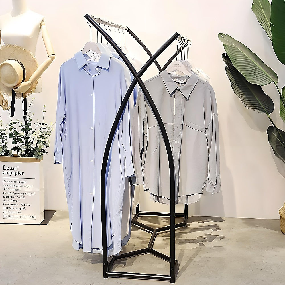 Commercial Clothing Garment Rack | Retail Shop Display | Black Finish | Heavy-Duty Hanging Rail