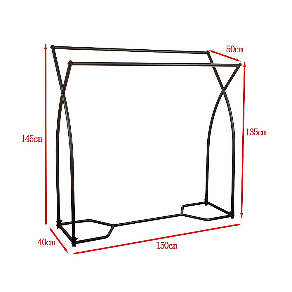 Commercial Clothing Garment Rack | Retail Shop Display | Black Finish | Heavy-Duty Hanging Rail