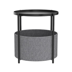 Round Side Table | With Bedside Storage Basket | Compact Modern Accent Table