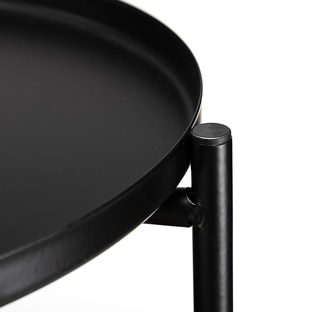 Round Side Table | With Bedside Storage Basket | Compact Modern Accent Table