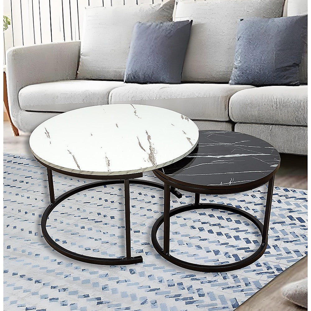 Coffee Table | Round Marble | Nesting Side Furniture