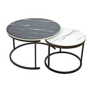 Coffee Table | Round Marble | Nesting Side Furniture