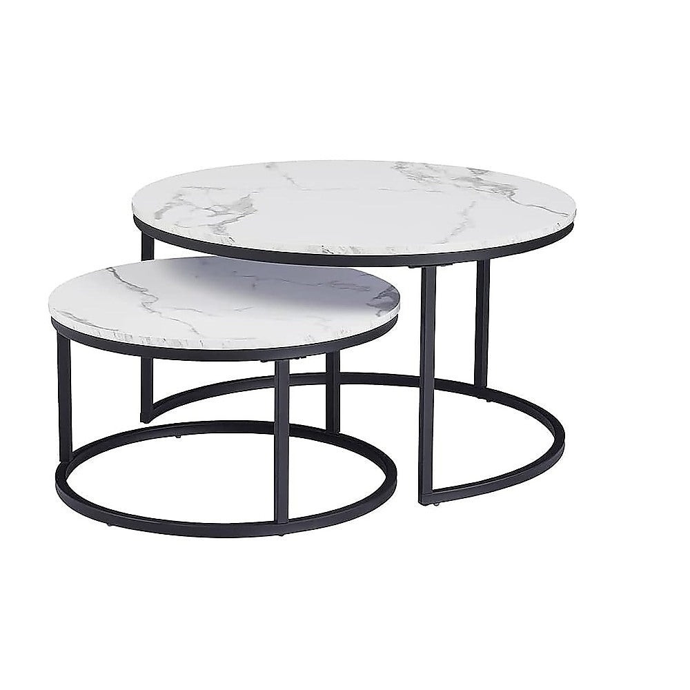 Coffee Table | Round Marble | Nesting Side Furniture
