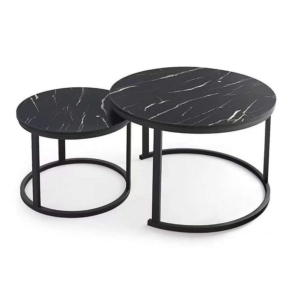 Coffee Table | Round Marble | Nesting Side Furniture