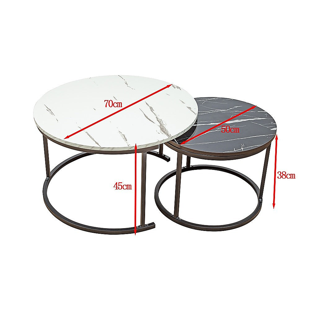 Coffee Table | Round Marble | Nesting Side Furniture