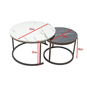 Coffee Table | Round Marble | Nesting Side Furniture