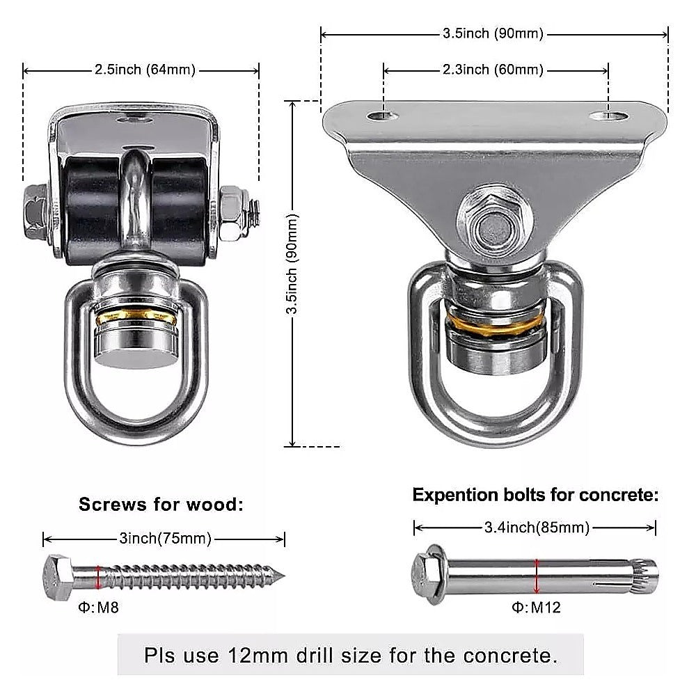 Silent Swing Hanger | Heavy Duty Stainless Steel Swing Hook | with Swivel Bearing