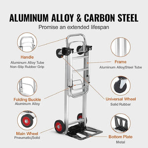 Hand Truck 2-in-1 Folding Dolly Cart | 180kg Capacity | Heavy-Duty Aluminium