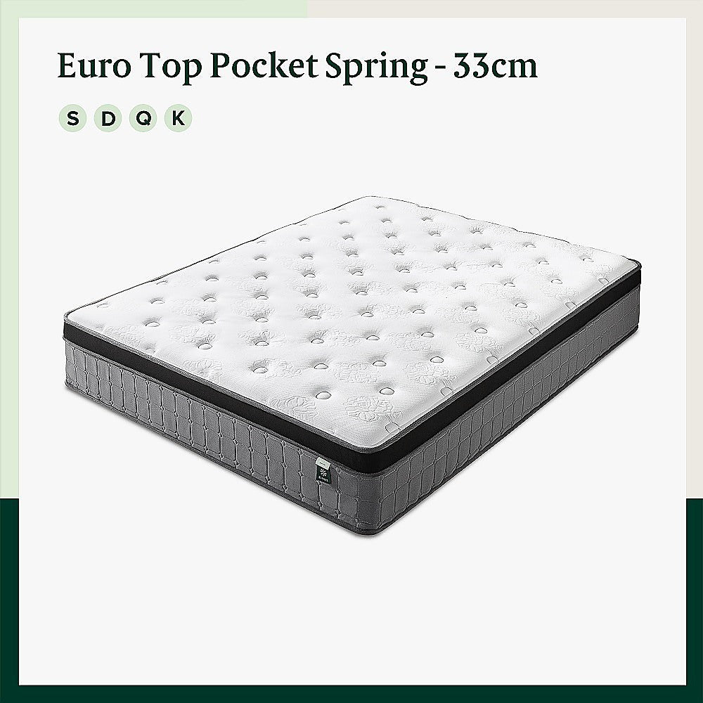 Mattress King Euro Top Pocket Spring | Motion Isolation | CertiPUR-US Certified