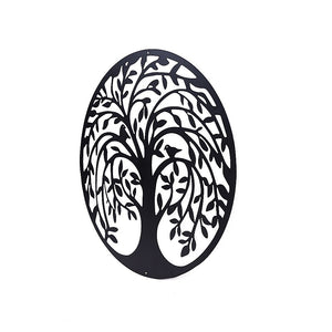French Rustic 60cm Tree of Life & Birds | Round Metal Wall Garden Art Sculpture