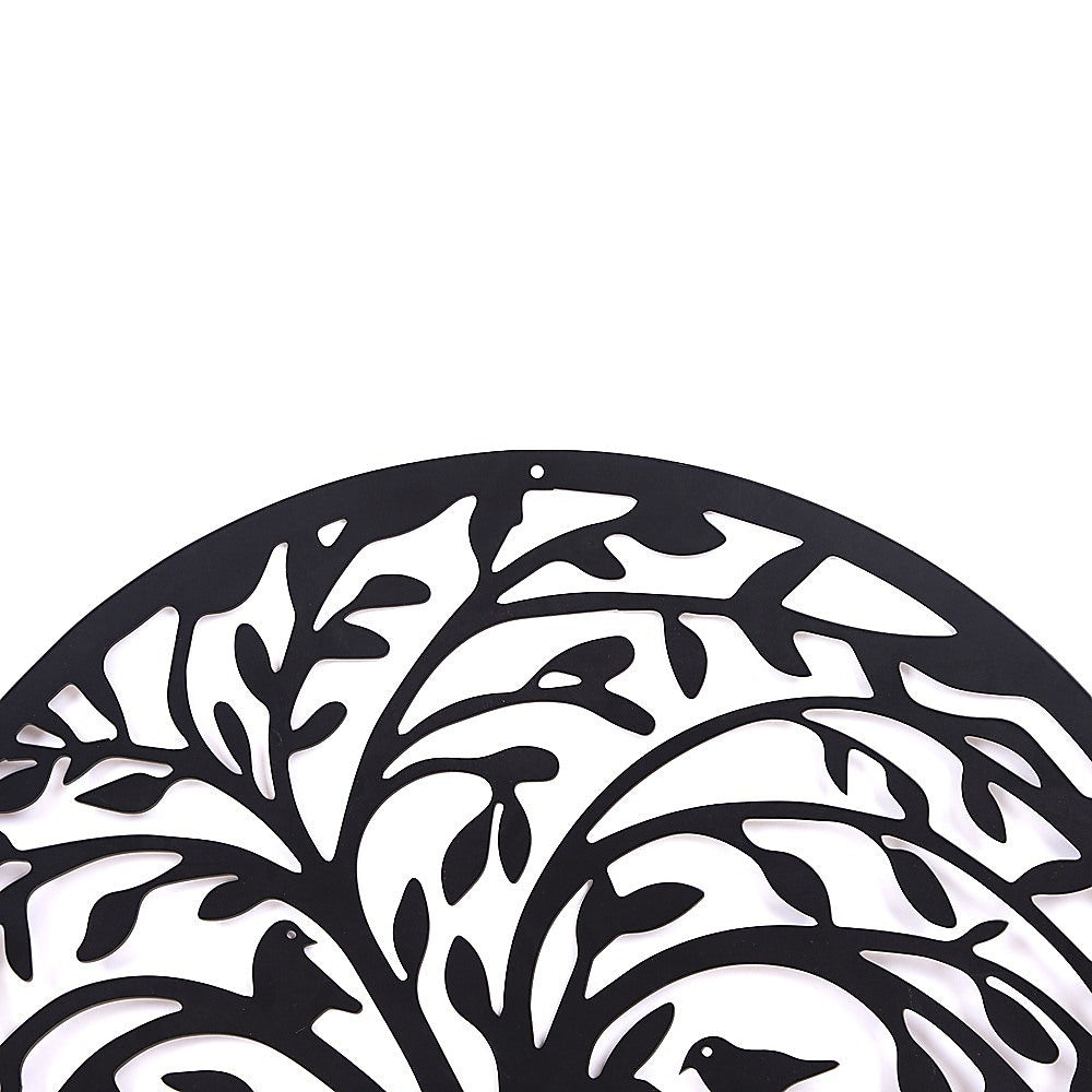 French Rustic 60cm Tree of Life & Birds | Round Metal Wall Garden Art Sculpture