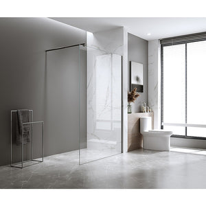Glass Shower Screen Stabilising Pole | Round | Black Finish | Frameless Support Bar