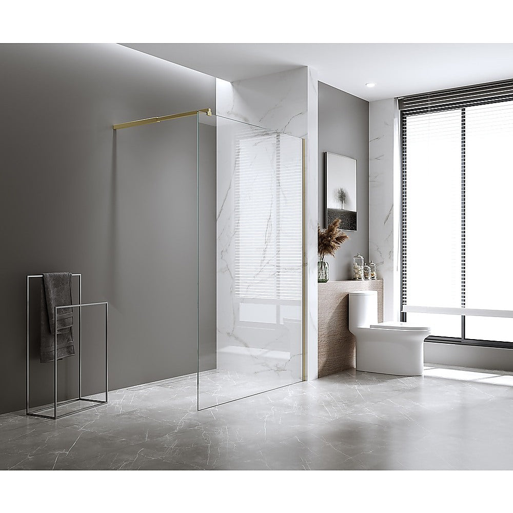 Glass Shower Screen Stabilising Pole | Round | Black Finish | Frameless Support Bar