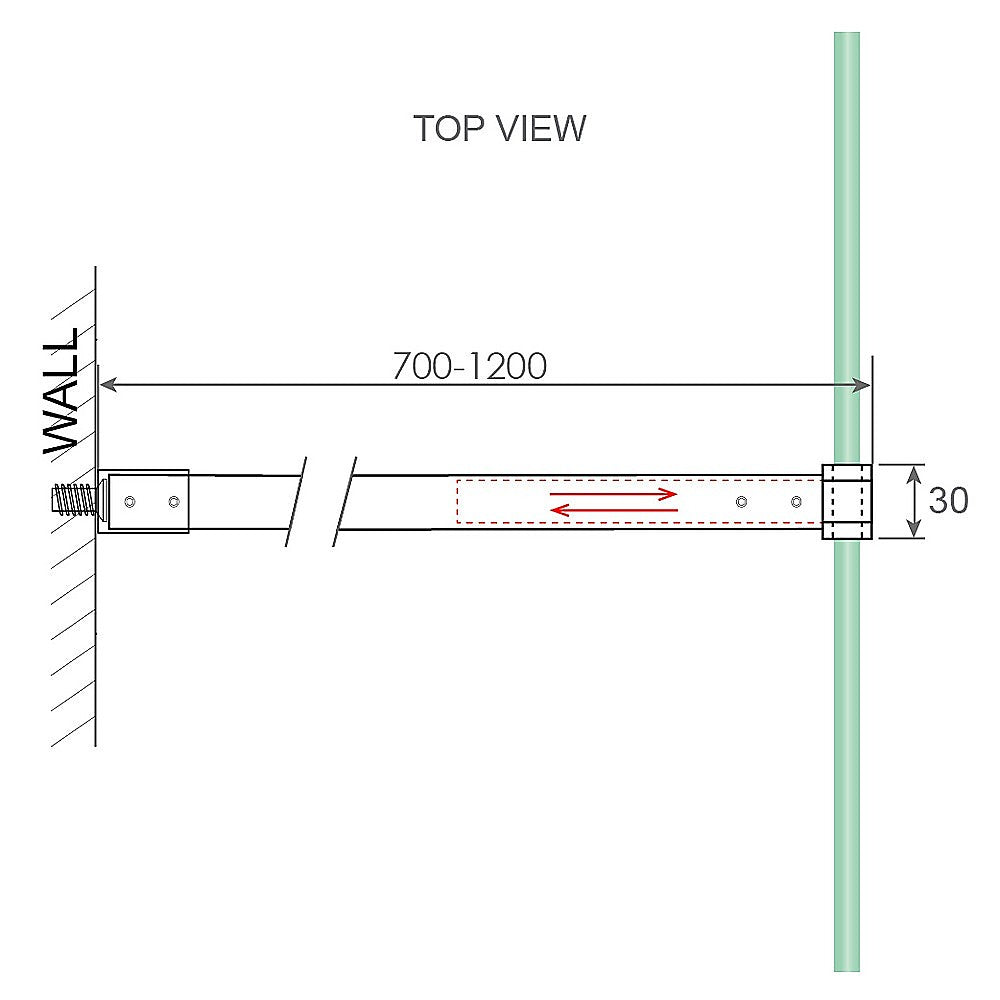 Glass Shower Screen Stabilising Pole | Round | Black Finish | Frameless Support Bar