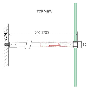 Glass Shower Screen Stabilising Pole | Round | Black Finish | Frameless Support Bar