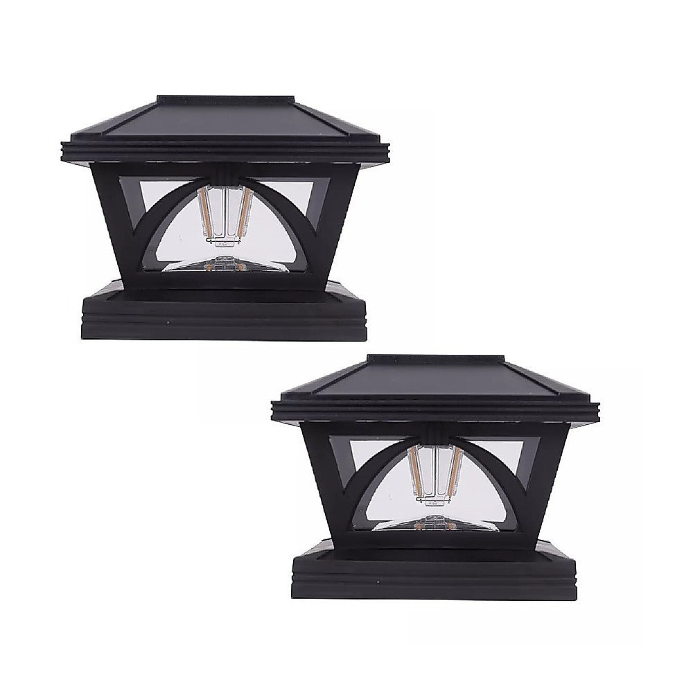 2 Pack Outdoor Flame Light | Solar Powered | Post Deck & Fence Cap