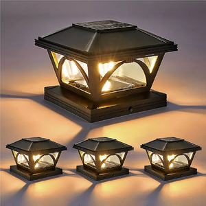 2 Pack Outdoor Flame Light | Solar Powered | Post Deck & Fence Cap