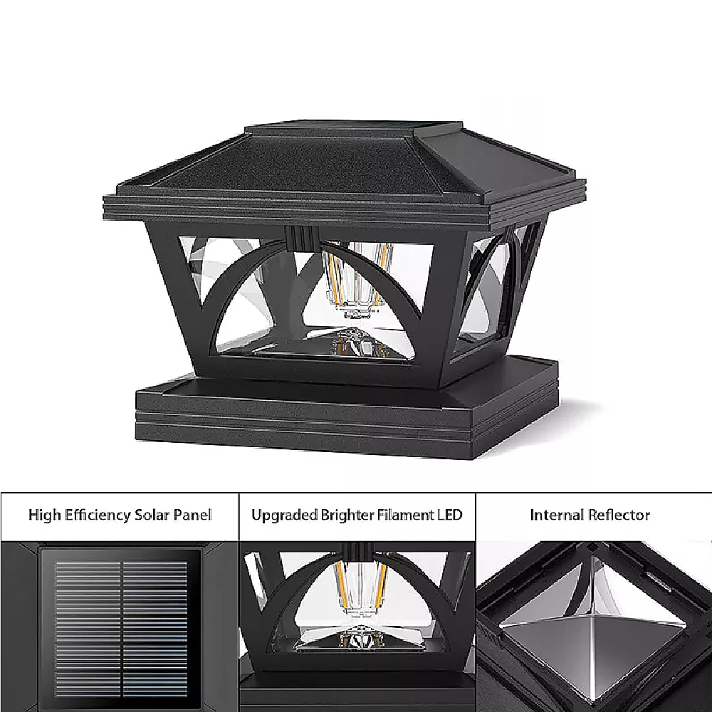 2 Pack Outdoor Flame Light | Solar Powered | Post Deck & Fence Cap